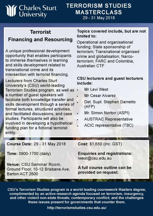 Terrorist Financing Masterclass 29-31May 2018